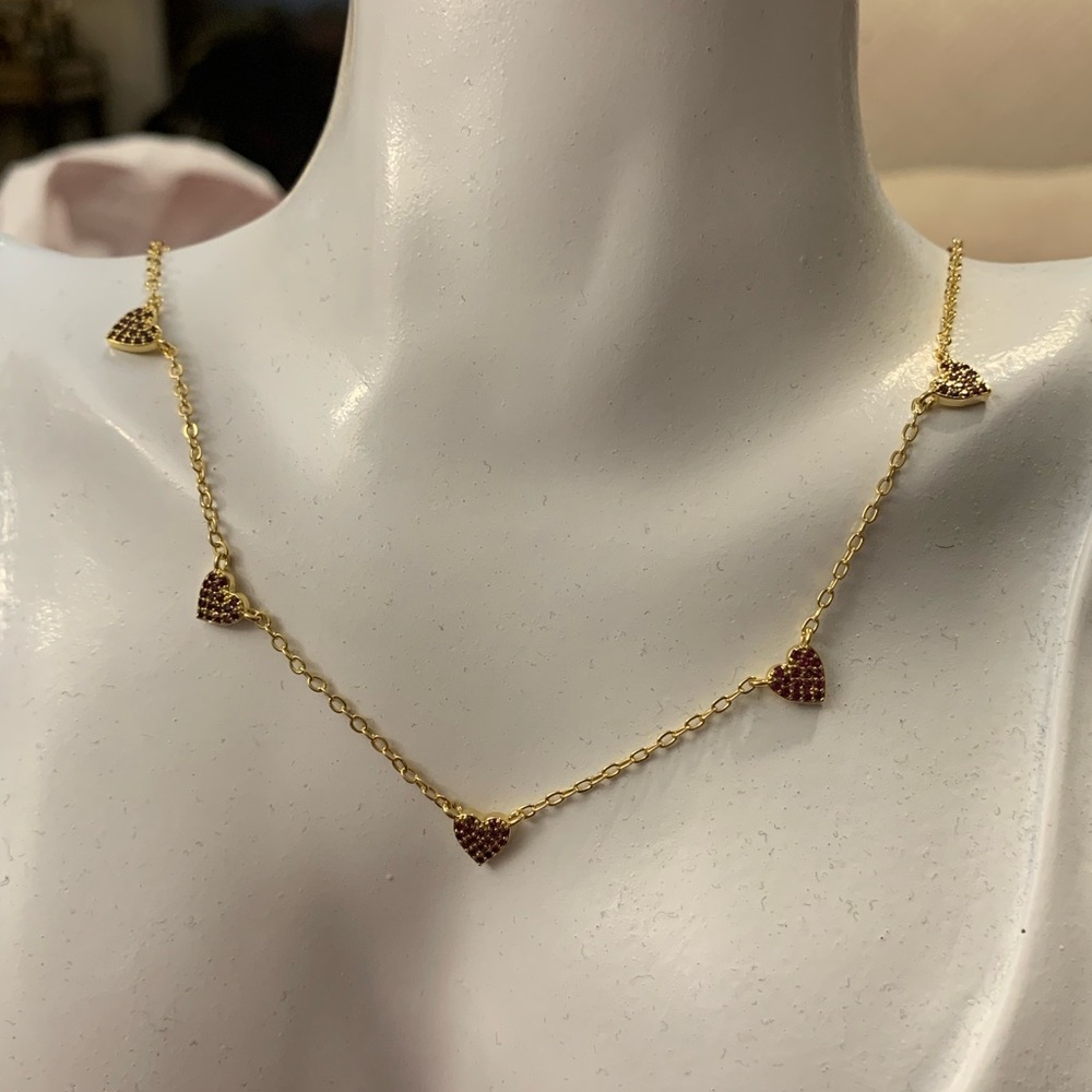 Pave Red Heart Necklace